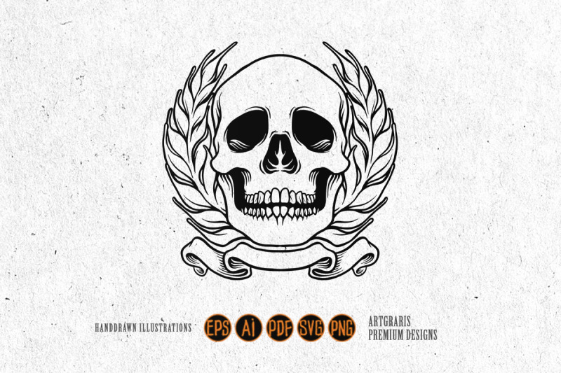 skull-wheat-frame-silhouette-svg