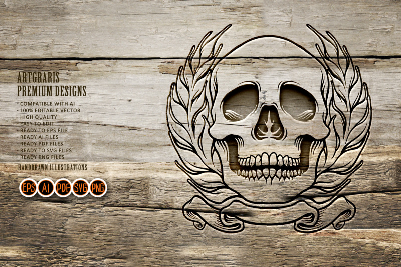 skull-wheat-frame-silhouette-svg