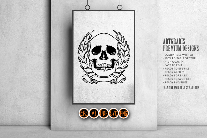 skull-wheat-frame-silhouette-svg