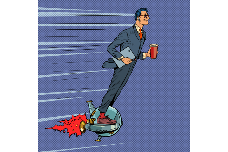 a-futuristic-businessman-rides-an-electric-unicycle-a-man-drinks-morn