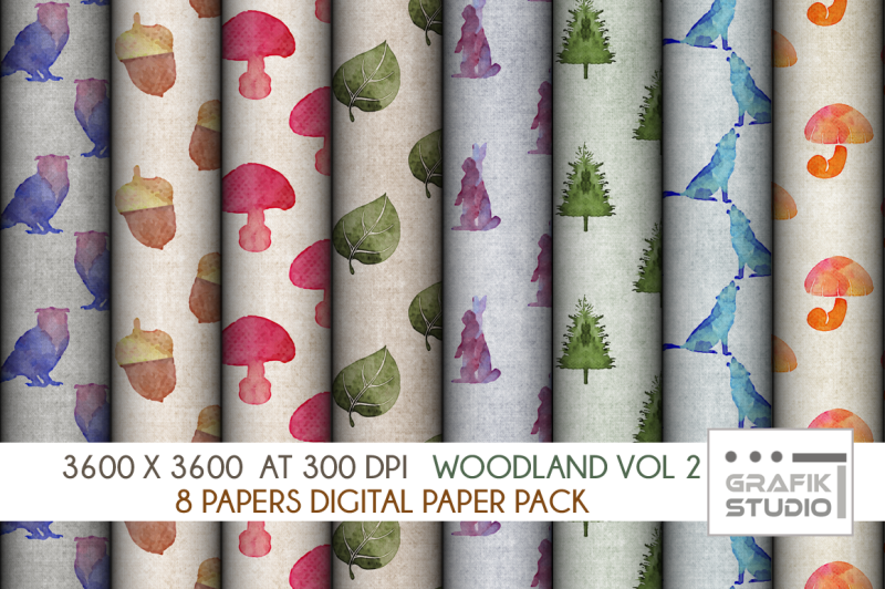 winter-woodland-watercolor-digital-pattern-pack-vol-2-seamless-pattern-paper-pack-seamless-pattern