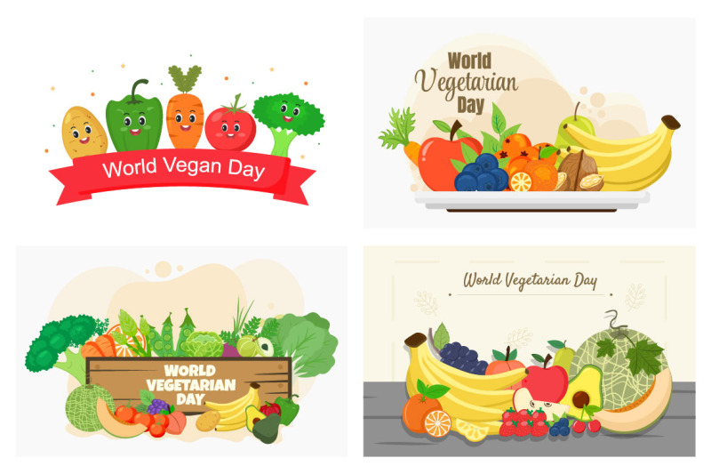 24-world-vegetarian-day-and-vegetables-or-fruits-vector-illustration