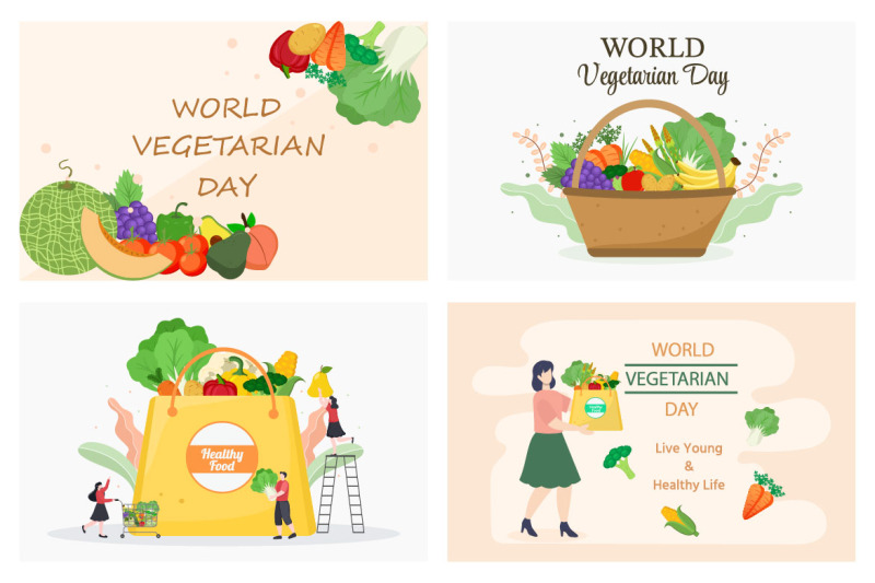 24-world-vegetarian-day-and-vegetables-or-fruits-vector-illustration