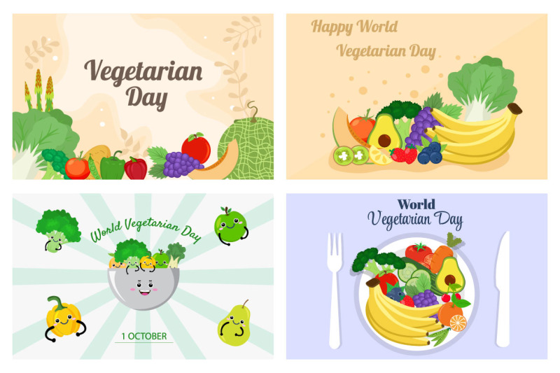 24-world-vegetarian-day-and-vegetables-or-fruits-vector-illustration