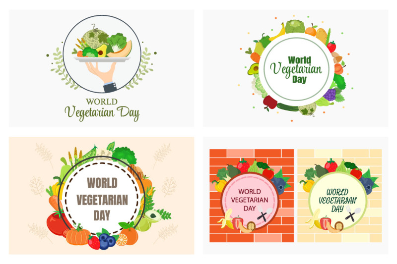 24-world-vegetarian-day-and-vegetables-or-fruits-vector-illustration