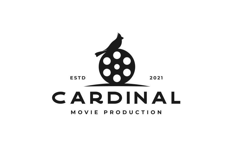 film-reel-and-cardinal-bird-logo-design