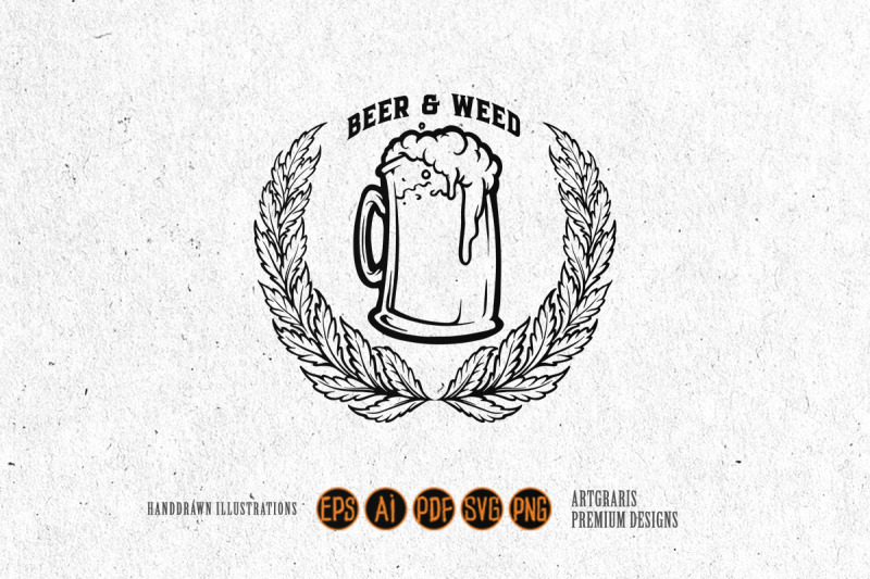 glass-beer-badge-weed-hemp-silhouette