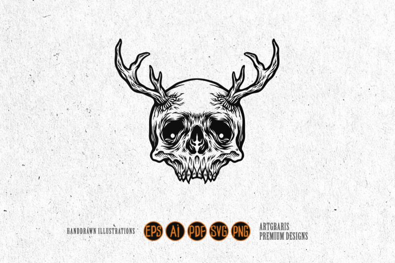 skull-with-deer-horns-silhouette-tattoo