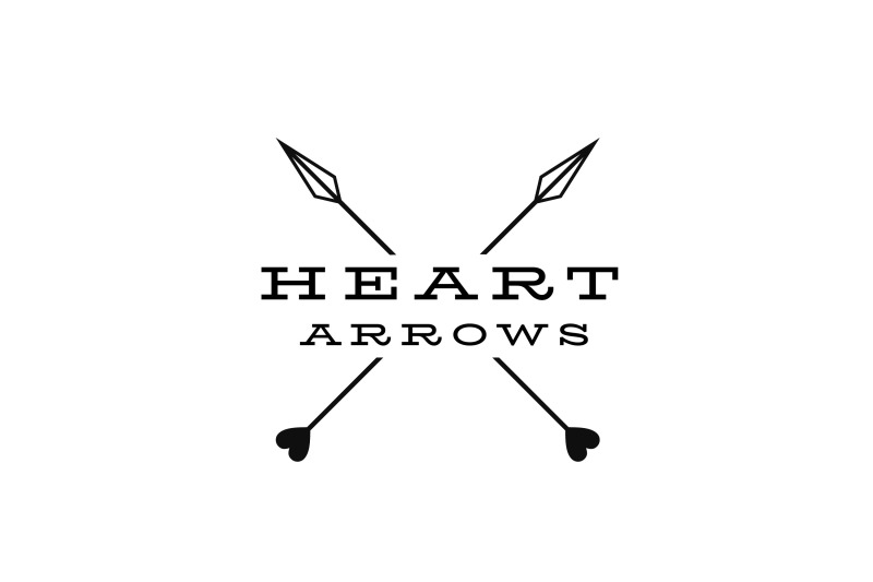 crossed-arrows-with-heart-minimalist-rustic-hipster-logo-design