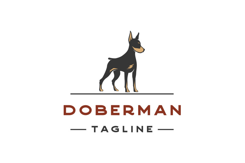 vintage-hipster-doberman-pinscher-dog-logo-design