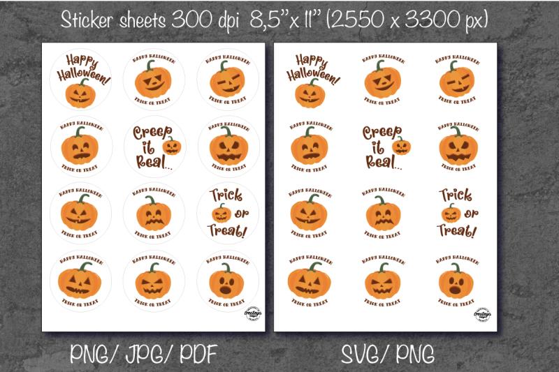 halloween-stickers-pumpkin-round-stickers-spooky-stickers