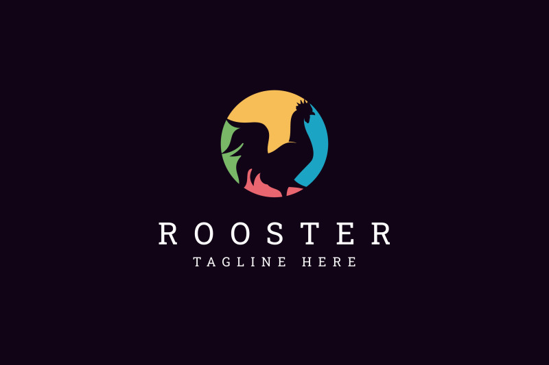 colorful-chicken-rooster-silhouette-logo-design