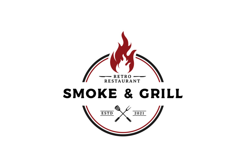 rustic-vintage-bbq-grill-barbecue-barbeque-label-stamp-logo-design