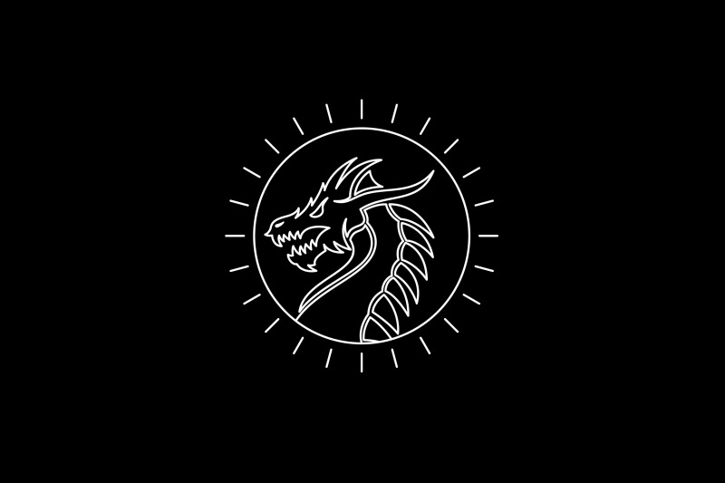 line-art-monoline-dragon-snake-monster-medallion-logo-design