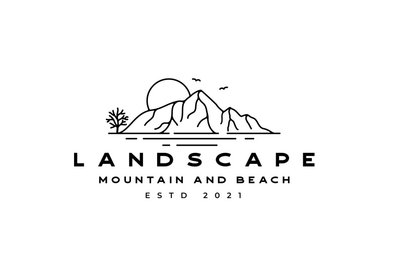 landscape-mountain-sunset-island-lake-beach-sea-ocean-logo-design