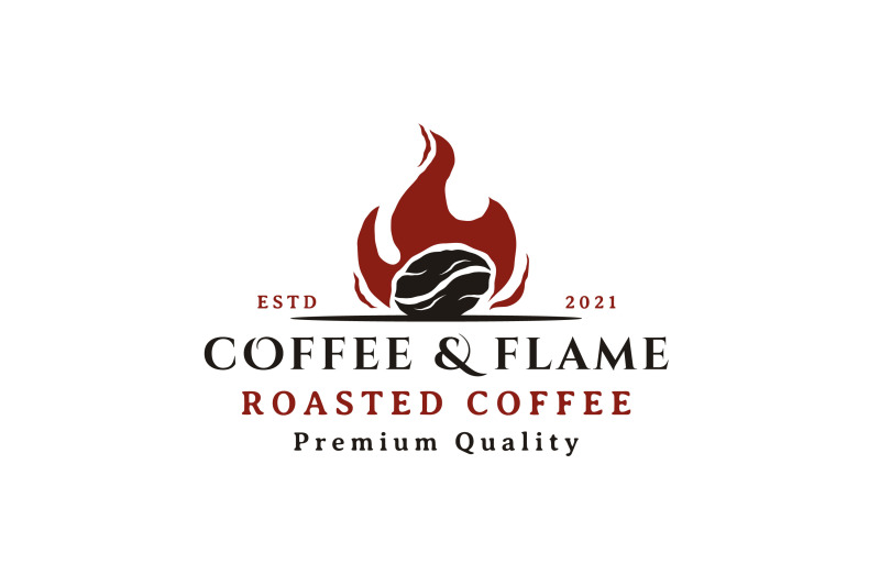 vintage-coffee-bean-roasted-with-fire-flame-logo-design