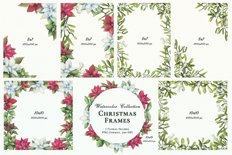 christmas-floral-frames-and-wreaths-watercolor-collection