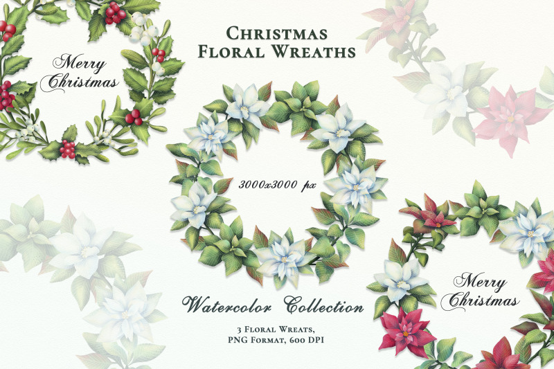 christmas-floral-frames-and-wreaths-watercolor-collection