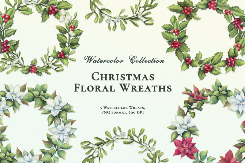 watercolor-clipart-set-christmas-plants-floral-wreaths-png
