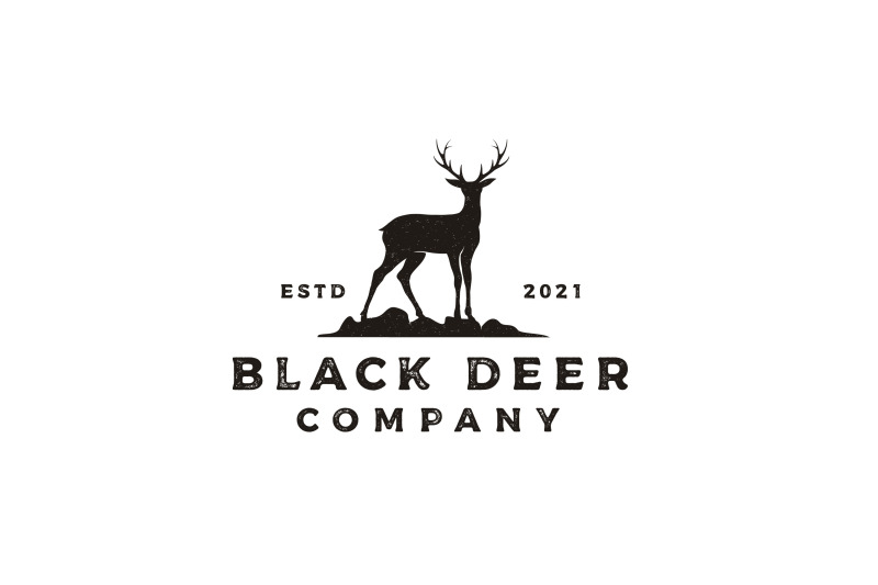 vintage-rustic-hipster-deer-silhouette-logo-design