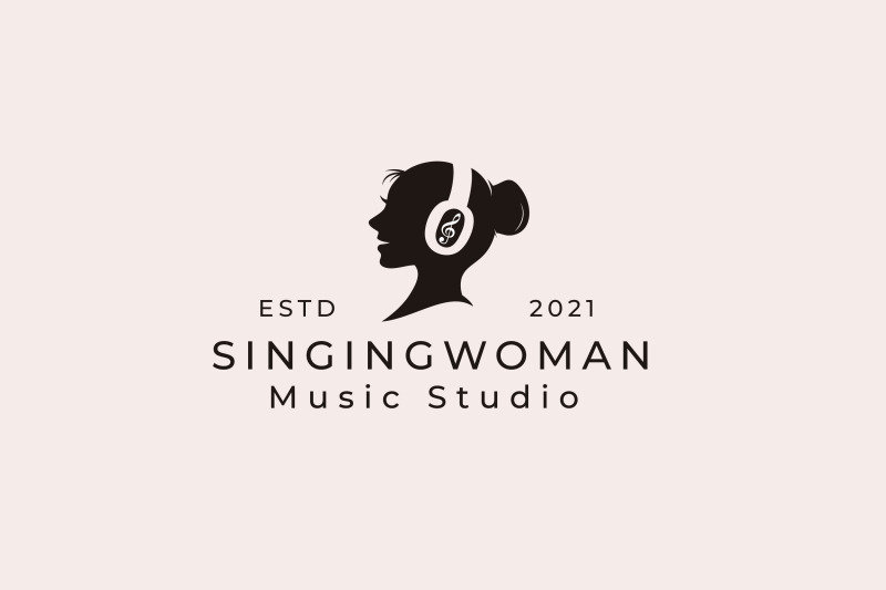 singer-woman-with-headset-and-music-notes-logo-design