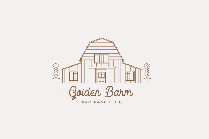 vintage-retro-monoline-golden-wood-barn-farm-logo-design