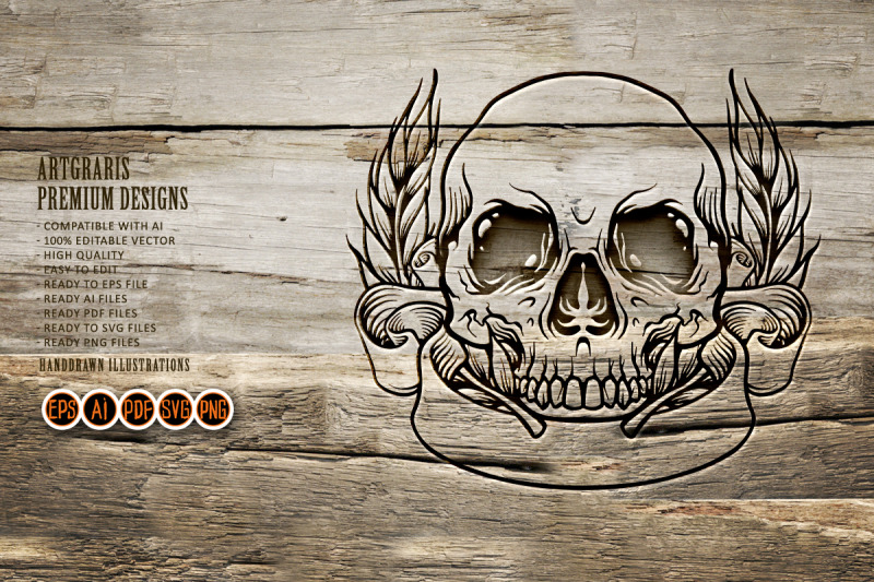 skull-head-banner-silhouette-svg