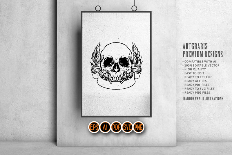 skull-head-banner-silhouette-svg