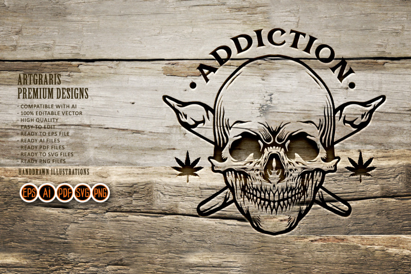 skull-joint-cannabis-addiction-silhouette