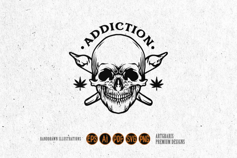 skull-joint-cannabis-addiction-silhouette