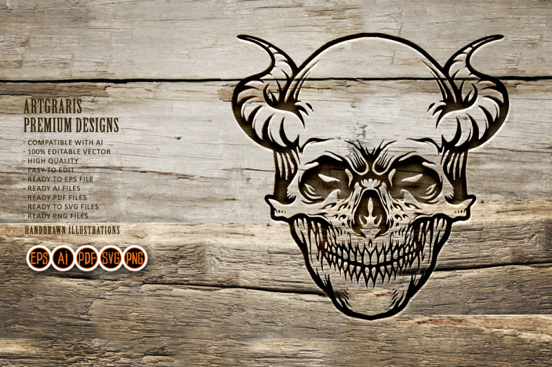 tattoo-demon-skull-horn-silhouette
