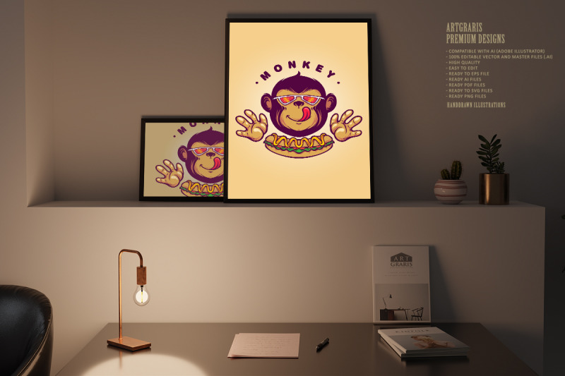 monkey-logo-hotdog-food-logo