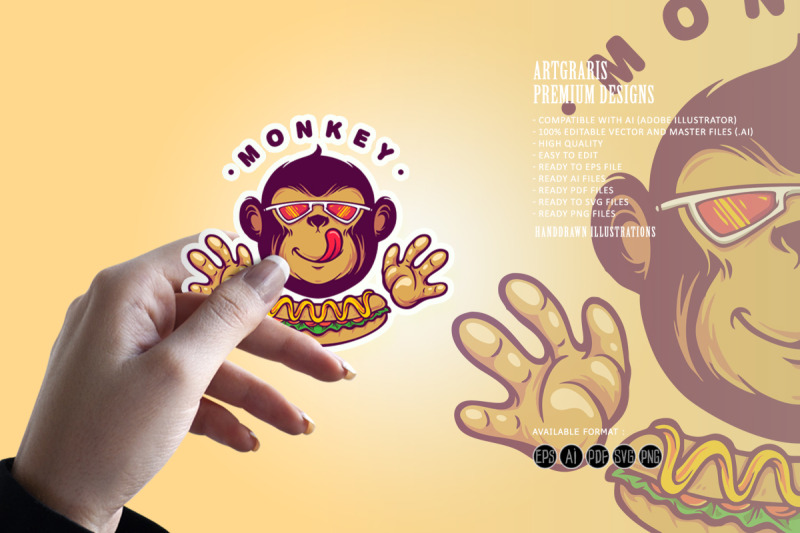 monkey-logo-hotdog-food-logo