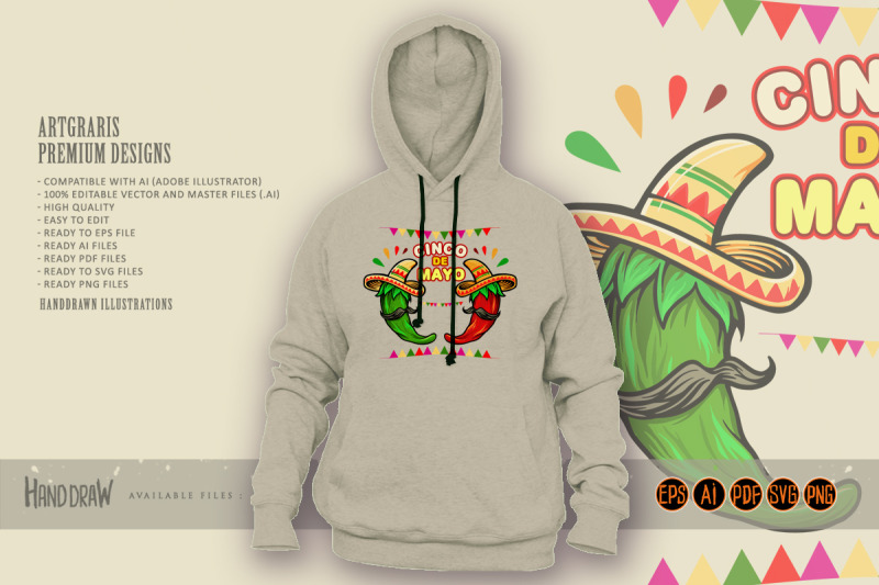 cinco-de-mayo-cartoon-mexican-green-red-hot-chili-pepper