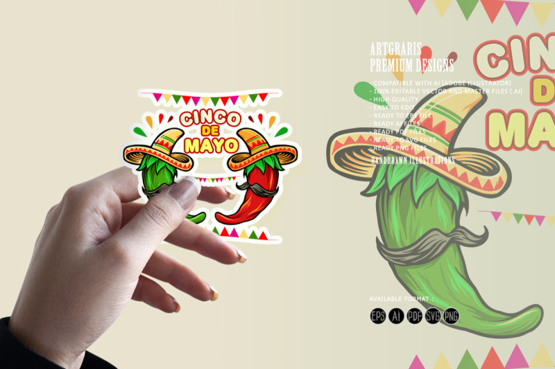 cinco-de-mayo-cartoon-mexican-green-red-hot-chili-pepper