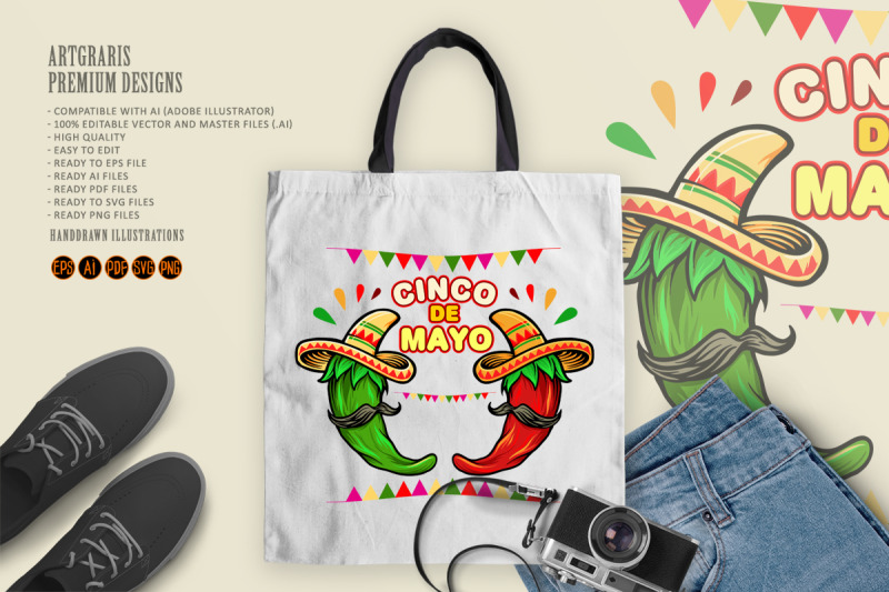 cinco-de-mayo-cartoon-mexican-green-red-hot-chili-pepper