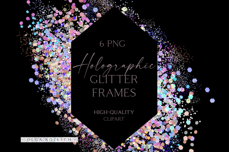 glitter-holographic-digital-frames-pastel-pink-falling-glitter-border