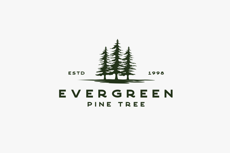 vintage-retro-evergreen-pines-spruce-cedar-trees-logo-design