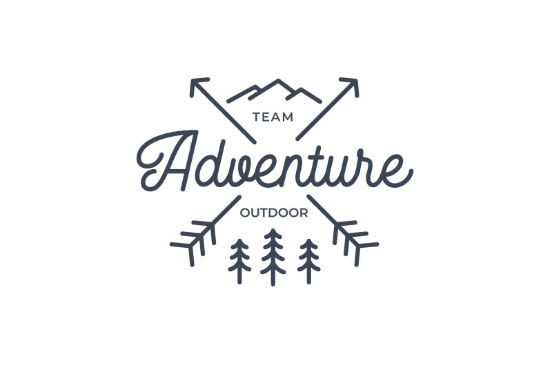 line-art-crossed-arrows-with-mountain-and-pine-tree-logo-design