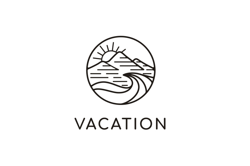 line-art-mountain-and-beach-logo-design