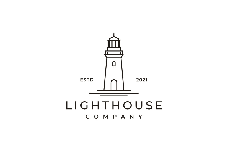 line-art-lighthouse-searchlight-beacon-tower-logo-design