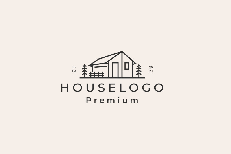 vintage-minimalist-line-art-house-logo-design