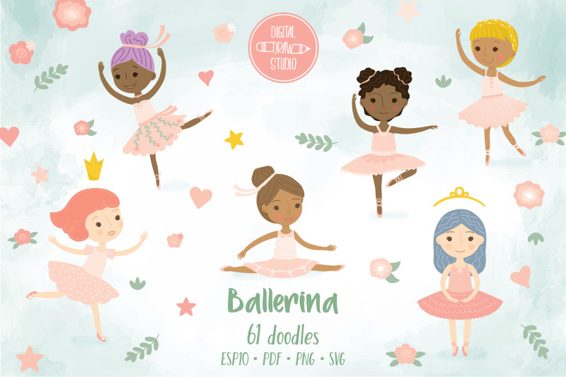 ballerina-dancing-cute-paper-doll-pink-tutu-multi-skin-tone-hairdo
