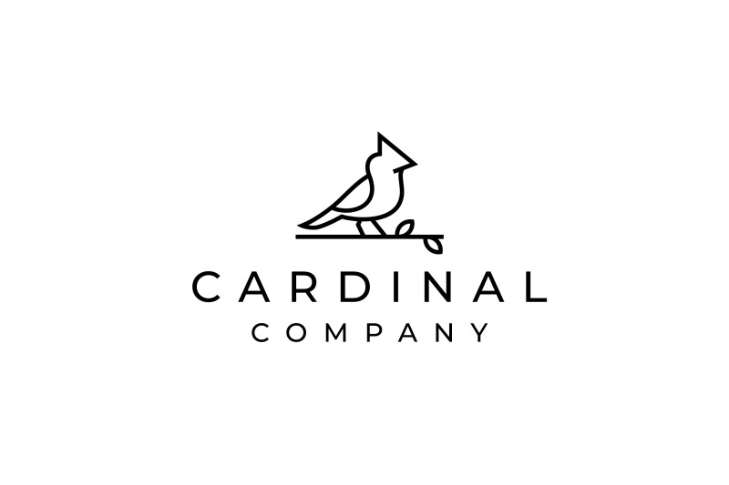 cardinal-bird-monoline-logo-design