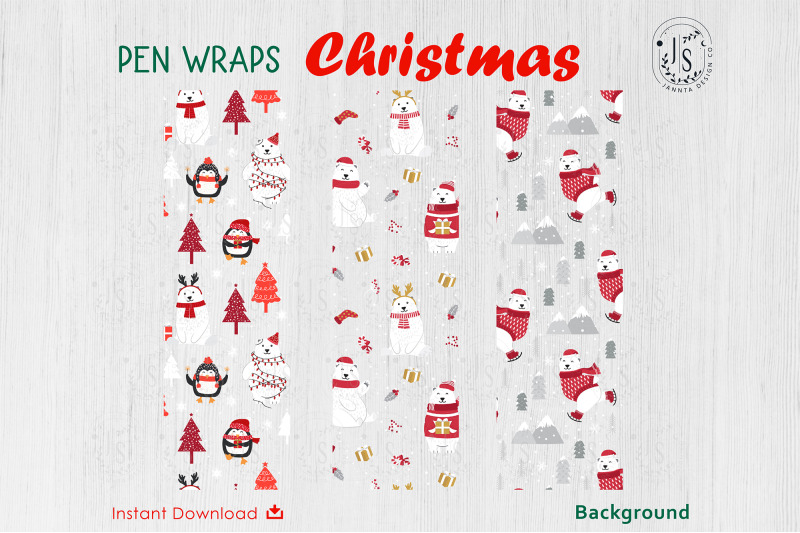 christmas-white-bear-pen-wraps-file-set