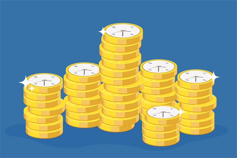 time-is-money-stacks-of-gold-coins-with-dial-on-sides-cost-of-hour-m