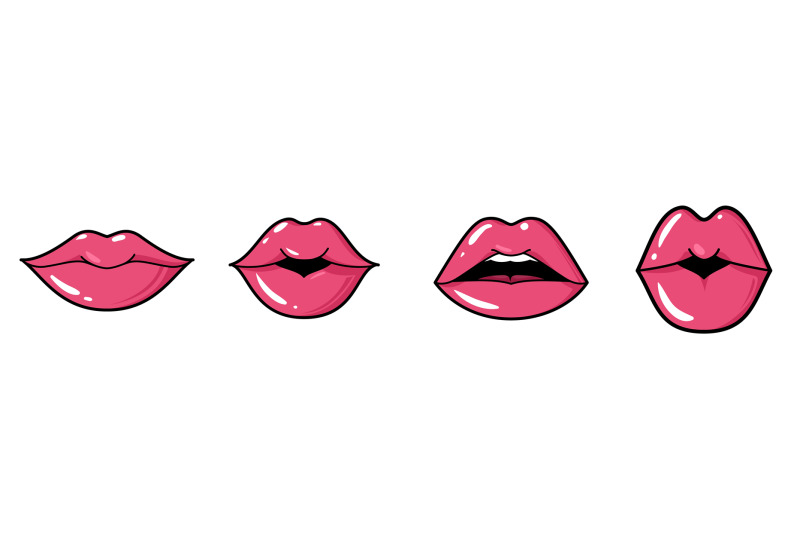 playful-lips-cartoon-female-mouth-face-parts-expressions-pink-makeu