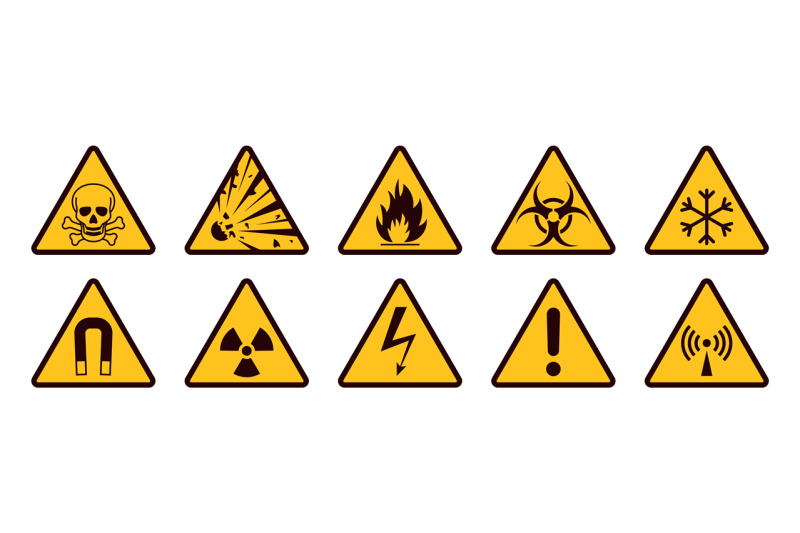 warning-signs-realistic-caution-icons-yellow-and-black-stickers-set