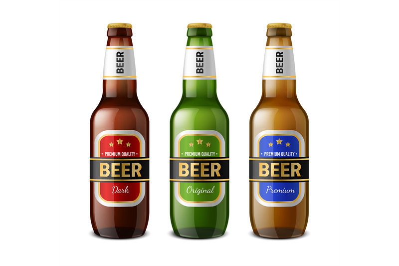 realistic-beer-bottle-glass-3d-drinks-containers-refreshment-brewery