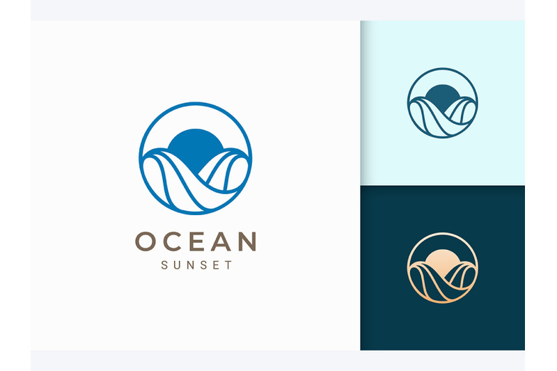 ocean-wave-with-sun-logo-template